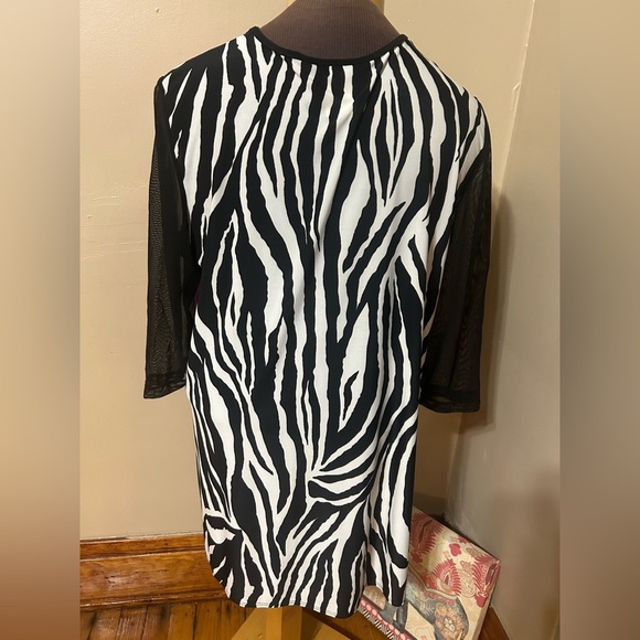 Verducci Womens Blouse/Tunic Pink & Black With Mesh Sleeves Size XL Stretchy - Picture 4 of 8